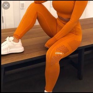 Orange Gym Shark Leggings